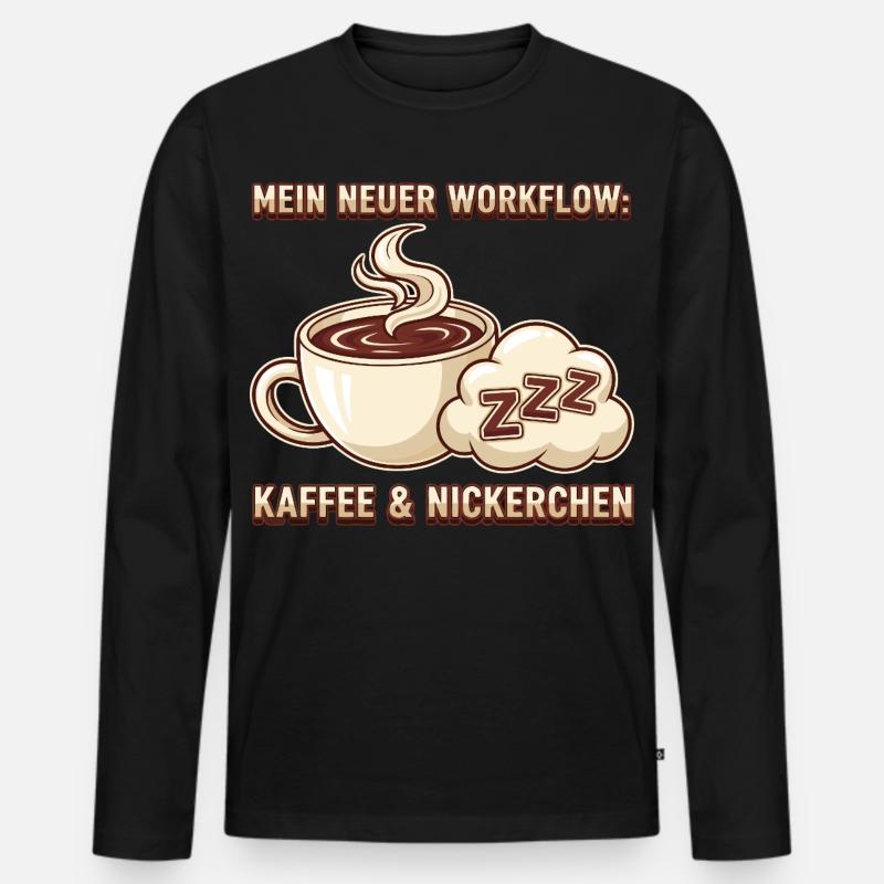 Kaffee Nickerchen Workflow - Männer Premium Bio Langarmshirt - Schwarz