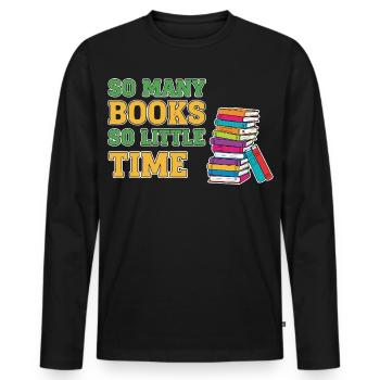 Bücherwurm Lesen Buch - Männer Premium Bio Langarmshirt - Schwarz - Vorne - Nico (187cm)