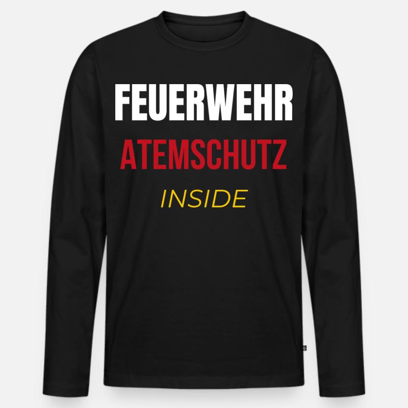 Feuerwehr Atemschutz Inside – Einsatz & Retter  - Männer Premium Bio Langarmshirt - Schwarz