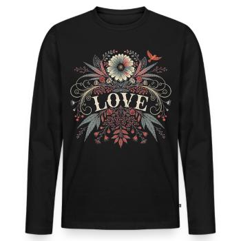 Festival cadeau pour les amoureux avec motif de fleurs d’amour - T-shirt manches longues Premium bio Homme - noir - Devant - Nico (187cm)