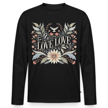Love Love Floral Romantic Shirt Vintage Flower - Männer Premium Bio Langarmshirt - Schwarz - Vorne - Nico (187cm)