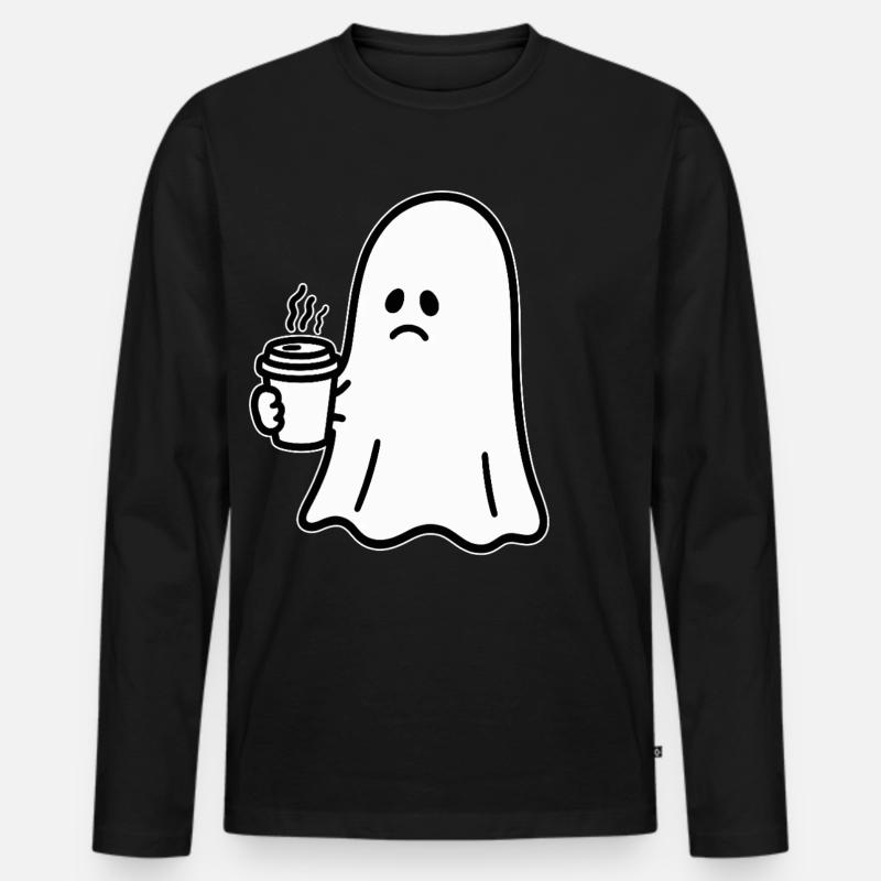 Geist Kaffee Halloween Süßes oder Saures - Männer Premium Bio Langarmshirt - Schwarz
