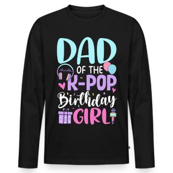 Papa de la fille d’anniversaire de K Pop - T-shirt manches longues Premium bio Homme - noir - Devant - Nico (187cm)