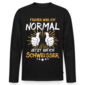 Schweisser Spruch - Männer Premium Bio Langarmshirt - Schwarz - Vorne - Nico (187cm)