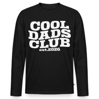 Club des papas cool - cadeau papa pour la fête des pères - T-shirt manches longues Premium bio Homme - noir - Devant - Nico (187cm)