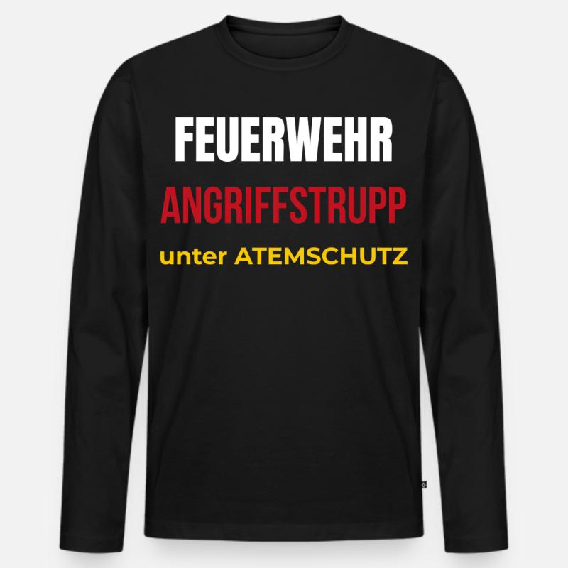 Feuerwehr Angriffstrupp unter Atemschutz – T‑Shirt - Männer Premium Bio Langarmshirt - Schwarz