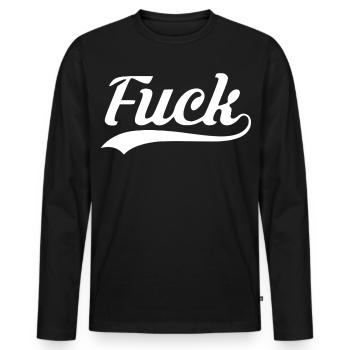 Fuck Retro Script - Men's Premium Organic Long Sleeve Shirt - black - Front - Nico (187cm)
