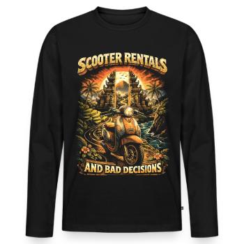Location de scooters de voyage à Bali et mauvaises décisions - T-shirt manches longues Premium bio Homme - noir - Devant - Nico (187cm)