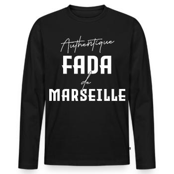 Fada de Marseille Humour Marseillais sud Provence - T-shirt manches longues Premium bio Homme - noir - Devant - Nico (187cm)