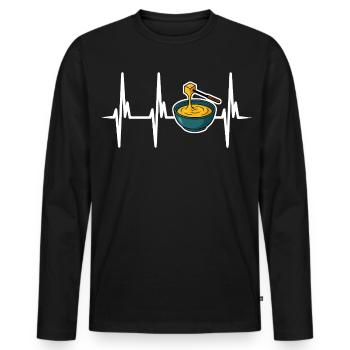 Ich liebe Käsefondue - Männer Premium Bio Langarmshirt - Schwarz - Vorne - Nico (187cm)