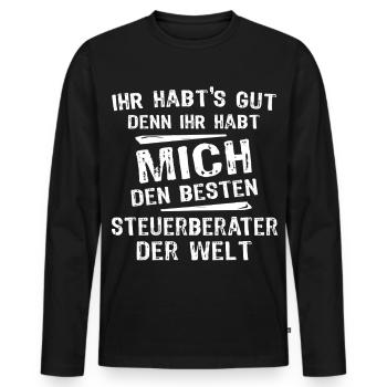 Steuerberater - Männer Premium Bio Langarmshirt - Schwarz - Vorne - Nico (187cm)