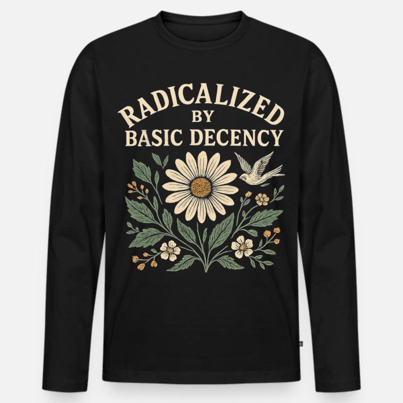 Basic Decency Statement für Weltverbesserer - Männer Premium Bio Langarmshirt - Schwarz