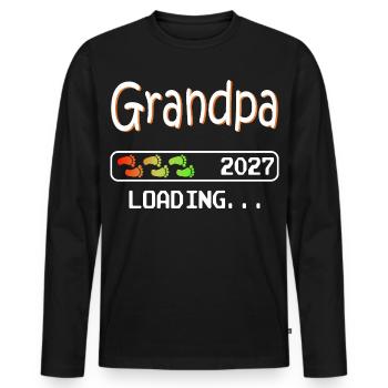 Grandpa-to-be 2027 loading future grandfather - Men's Premium Organic Long Sleeve Shirt - black - Front - Nico (187cm)