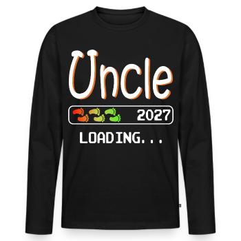 Werdender Onkel 2027 loading ich werde Onkel - Männer Premium Bio Langarmshirt - Schwarz - Vorne - Nico (187cm)