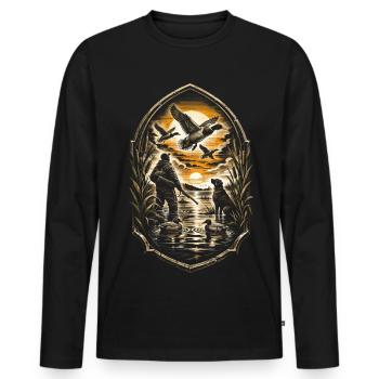 Tir au canard - T-shirt manches longues Premium bio Homme - noir - Devant - Nico (187cm)
