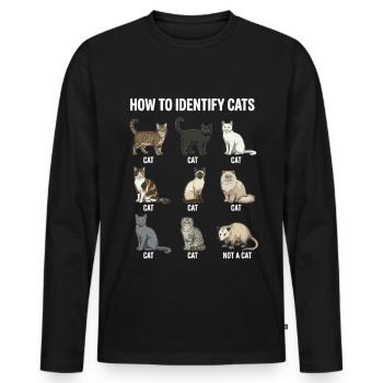 Cat Species Recognition Motif - Men's Premium Organic Long Sleeve Shirt - black - Front - Nico (187cm)
