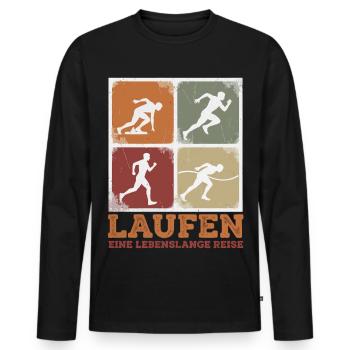 Laufen Lebenslange Reise - Männer Premium Bio Langarmshirt - Schwarz - Vorne - Nico (187cm)