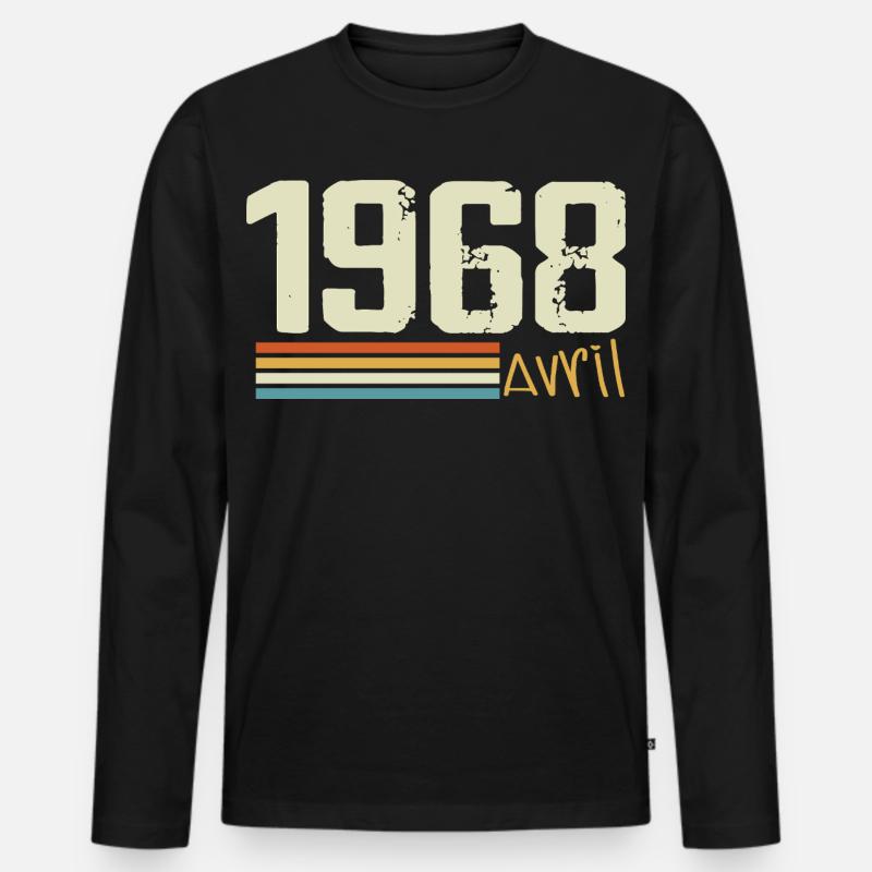 Geboren im April 1968 - Männer Premium Bio Langarmshirt - Schwarz