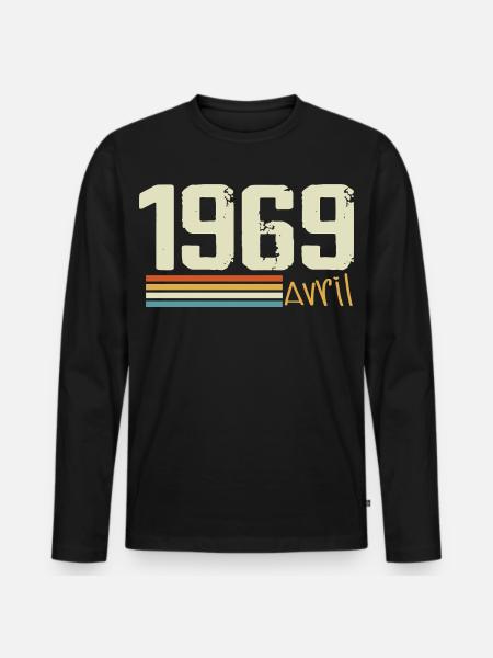 Né en avril 1969 - T-shirt manches longues Premium bio Homme - noir