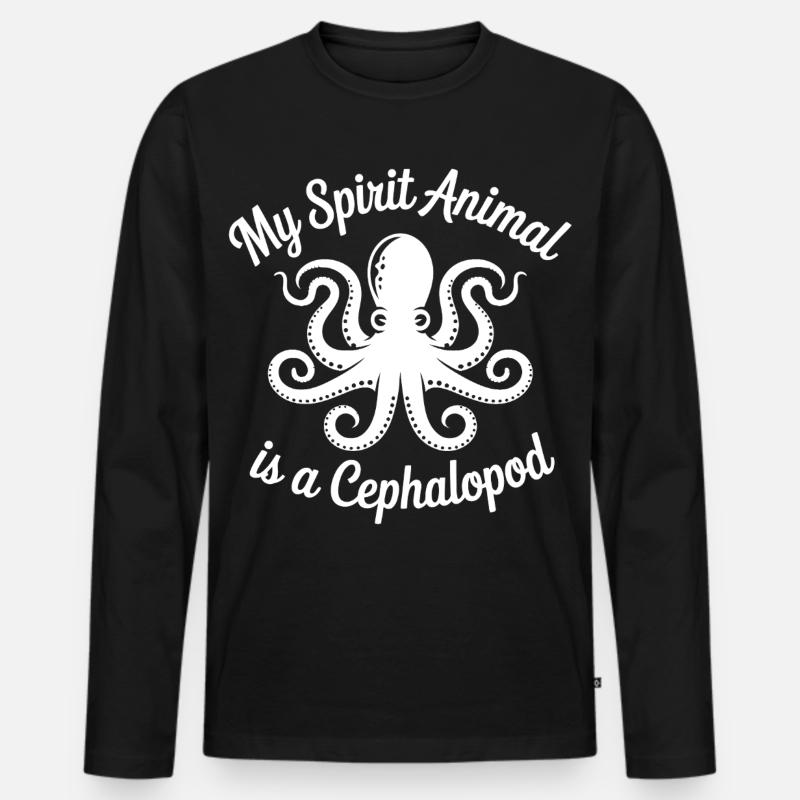 Spirit Tier Oktopus - Männer Premium Bio Langarmshirt - Schwarz
