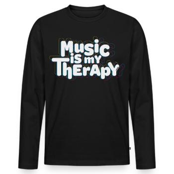 music is my therapy - Men's Premium Organic Long Sleeve Shirt - black - Front - Nico (187cm)
