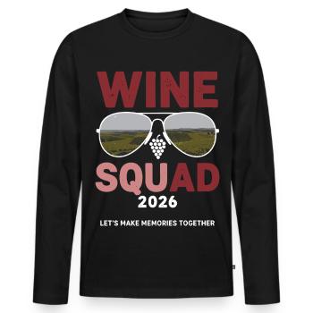 ÉQUIPE DU VIN 2026 - T-shirt manches longues Premium bio Homme - noir - Devant - Nico (187cm)