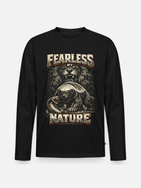 Honey Badger Animal Fearless By Nature - Men's Premium Organic Long Sleeve Shirt - black