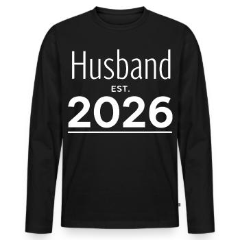 Husband 2026 Wedding Groom - Men's Premium Organic Long Sleeve Shirt - black - Front - Nico (187cm)