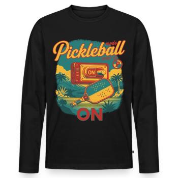 Pickleball-Modus bei Funny Player Love Pickleball - Männer Premium Bio Langarmshirt - Schwarz - Vorne - Nico (187cm)