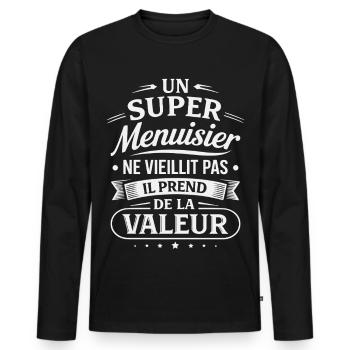Ein großartiger Zimmermann bekommt kein altes handwerkliches Geschenk - Männer Premium Bio Langarmshirt - Schwarz - Vorne - Nico (187cm)
