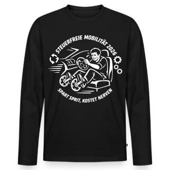Steuerfreie Mobilität 2026 Spart Sprit - Männer Premium Bio Langarmshirt - Schwarz - Vorne - Nico (187cm)