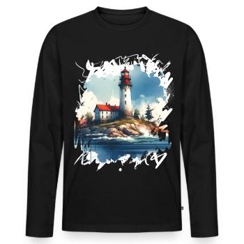 phare - T-shirt manches longues Premium bio Homme - noir - Devant - Nico (187cm)