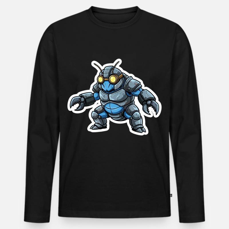 Guerrier_Bionique_Steampunk_Armure_Acier_Bleu - Männer Premium Bio Langarmshirt - Schwarz