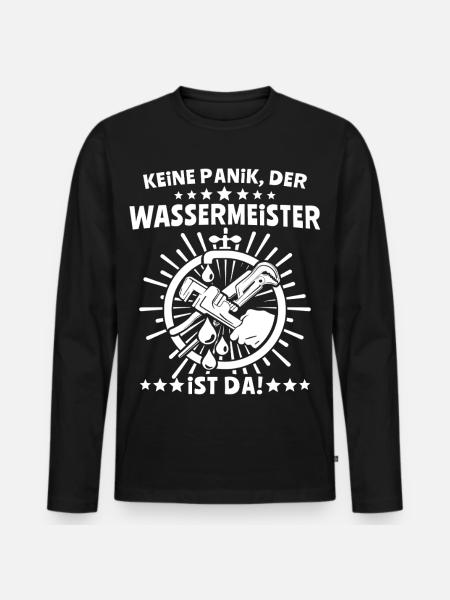 Wassermeister - Männer Premium Bio Langarmshirt - Schwarz