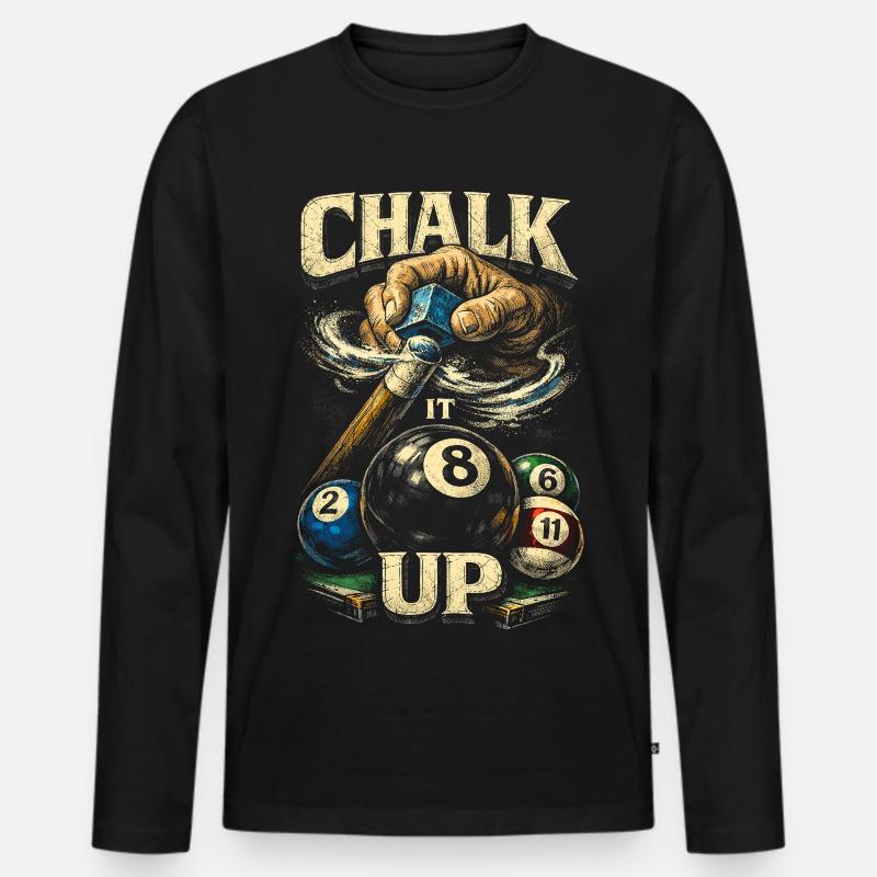 8-Ball Billard Chalk Up - Männer Premium Bio Langarmshirt - Schwarz