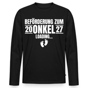 Beförderung zum Onkel 2027 Loading - Männer Premium Bio Langarmshirt - Schwarz - Vorne - Nico (187cm)