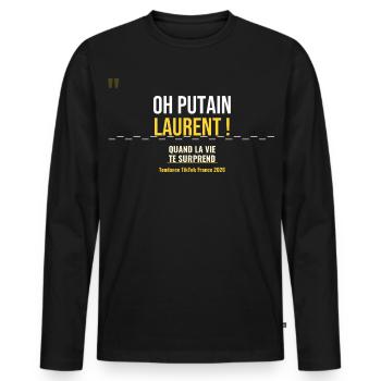 Oh Laurent! - T-shirt manches longues Premium bio Homme - noir - Devant - Nico (187cm)