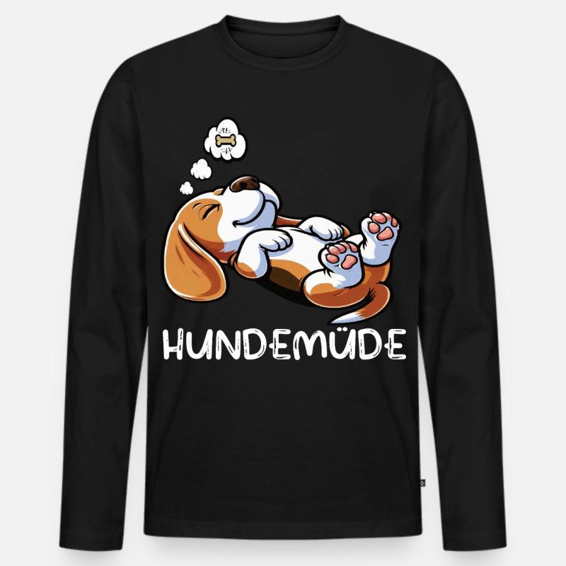 Hundemüde Beagle Beaglebesitzer Beaglehalter - Männer Premium Bio Langarmshirt - Schwarz