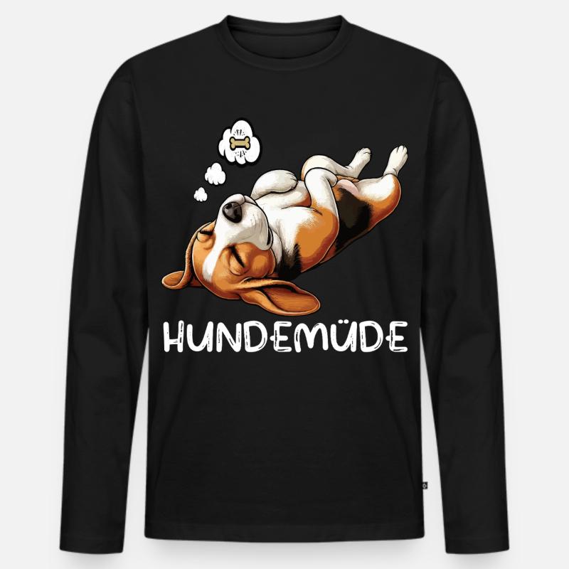 Hundemüde Beagle Beaglebesitzer Beaglehalter - Männer Premium Bio Langarmshirt - Schwarz