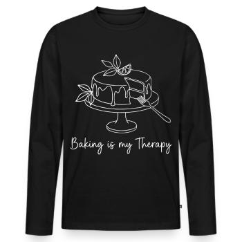 Baking is my Therapy - Männer Premium Bio Langarmshirt - Schwarz - Vorne - Nico (187cm)