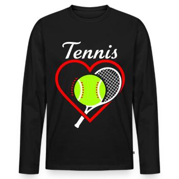 Raquette Tennis Heart - T-shirt manches longues Premium bio Homme - noir - Devant - Nico (187cm)