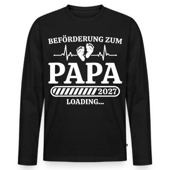 Papa 2027 – Schwangerschaft verkünden Geschenk - Männer Premium Bio Langarmshirt - Schwarz - Vorne - Nico (187cm)