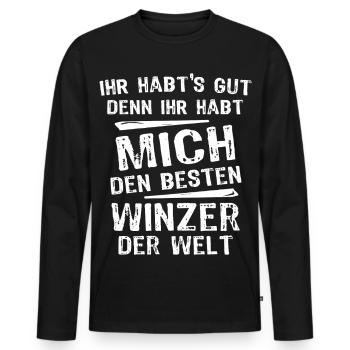 Winzer - Männer Premium Bio Langarmshirt - Schwarz - Vorne - Nico (187cm)