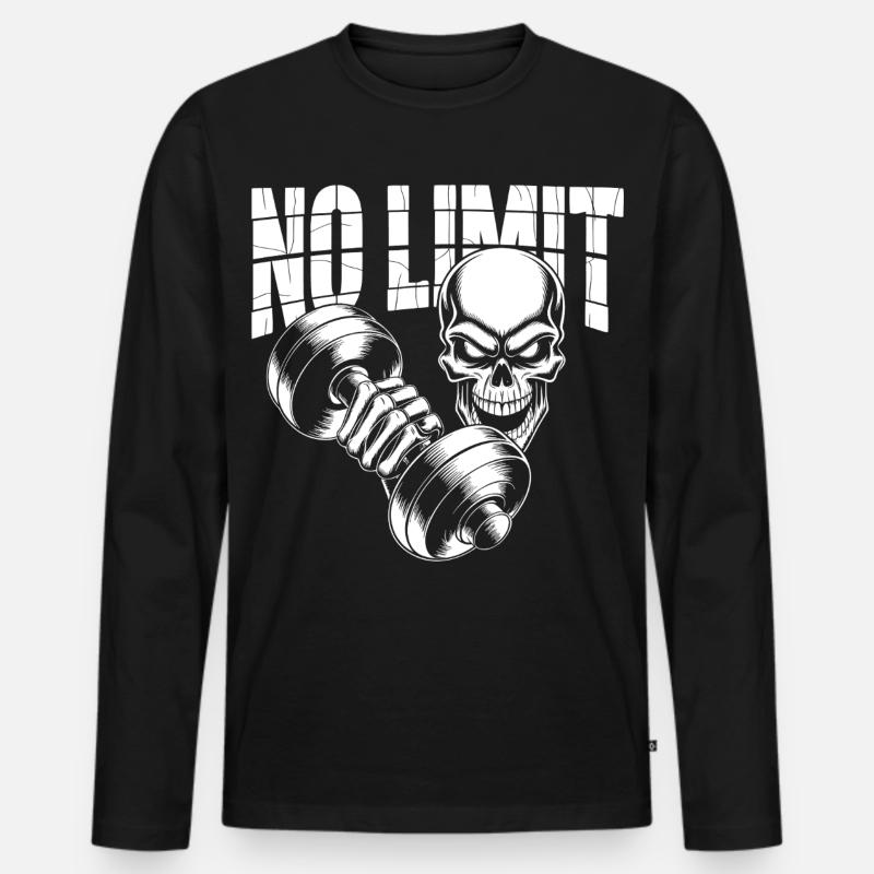 No Limit Skull Bodybuilding - Männer Premium Bio Langarmshirt - Schwarz
