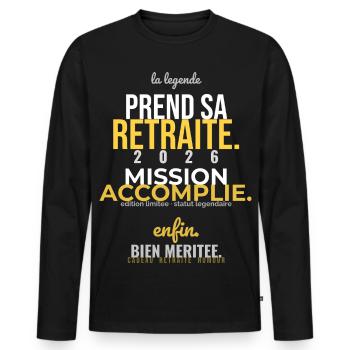 Retraite Accomplie - T-shirt manches longues Premium bio Homme - noir - Devant - Nico (187cm)