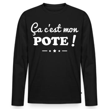 C’est Mon Pote Humour Amitié Cadeau Meilleur Ami - T-shirt manches longues Premium bio Homme - noir - Devant - Nico (187cm)