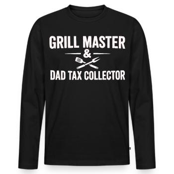 Maître de grill, père percepteur d’impôts - T-shirt manches longues Premium bio Homme - noir - Devant - Nico (187cm)