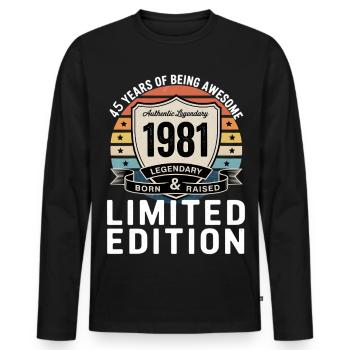 Vintage 1981 45th Birthday Gift Men Women 45 - T-shirt manches longues Premium bio Homme - noir - Devant - Nico (187cm)