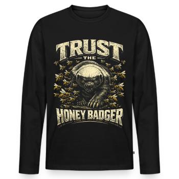 Honey Badger Trust L’animal Honey Badger - T-shirt manches longues Premium bio Homme - noir - Devant - Nico (187cm)