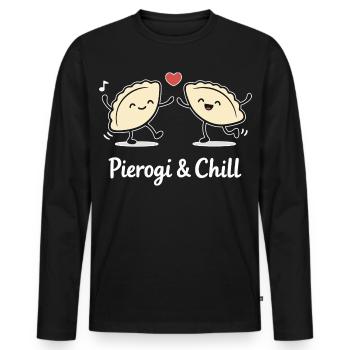 Pierogi & Chill : Piérongis dansants drôles Polska - T-shirt manches longues Premium bio Homme - noir - Devant - Nico (187cm)